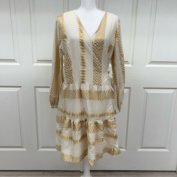 Kasia Dresses & Skirts - Kasia Wrap Mini Dress Gold/Ivory Size L